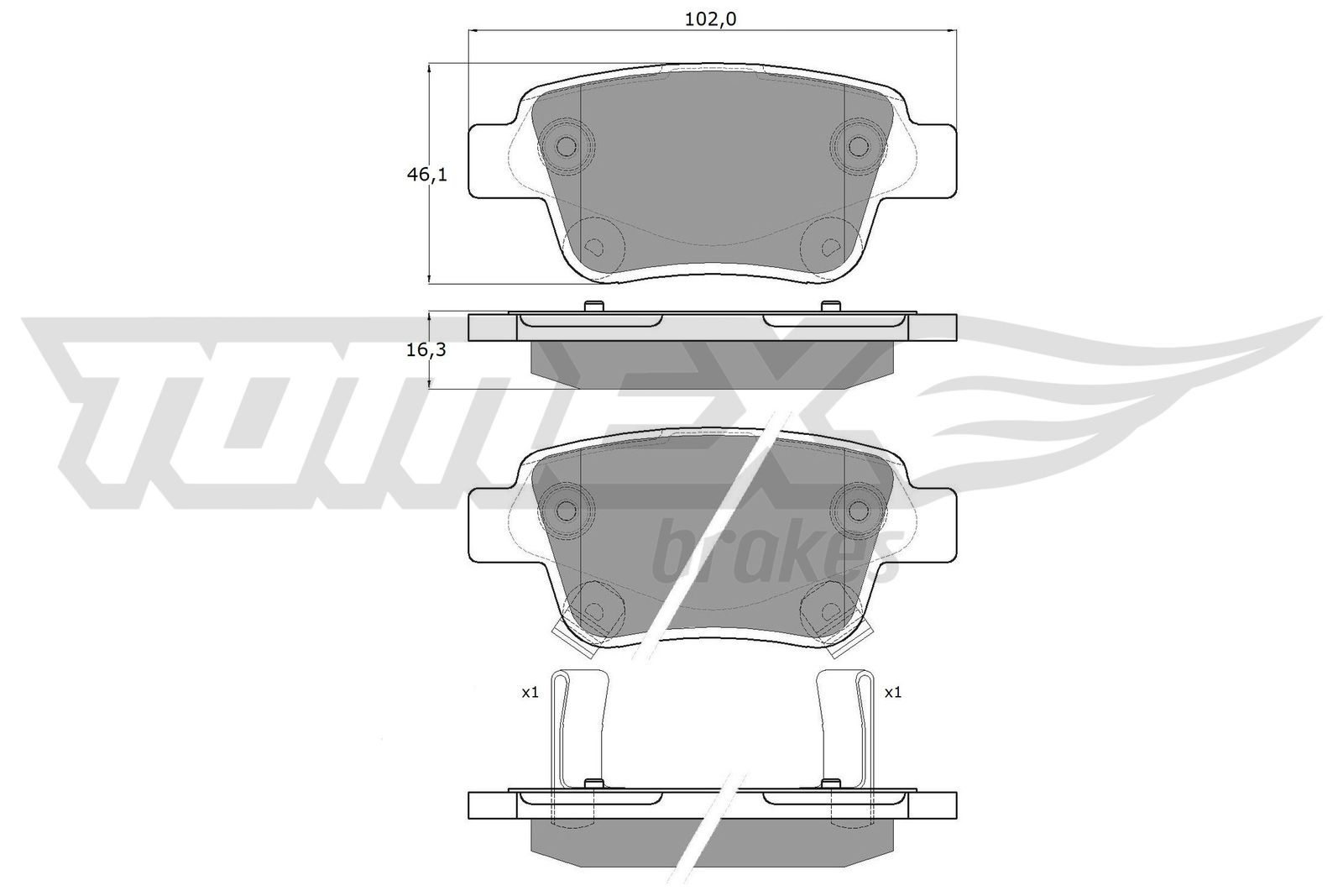 Sada brzdových platničiek kotúčovej brzdy TOMEX Brakes